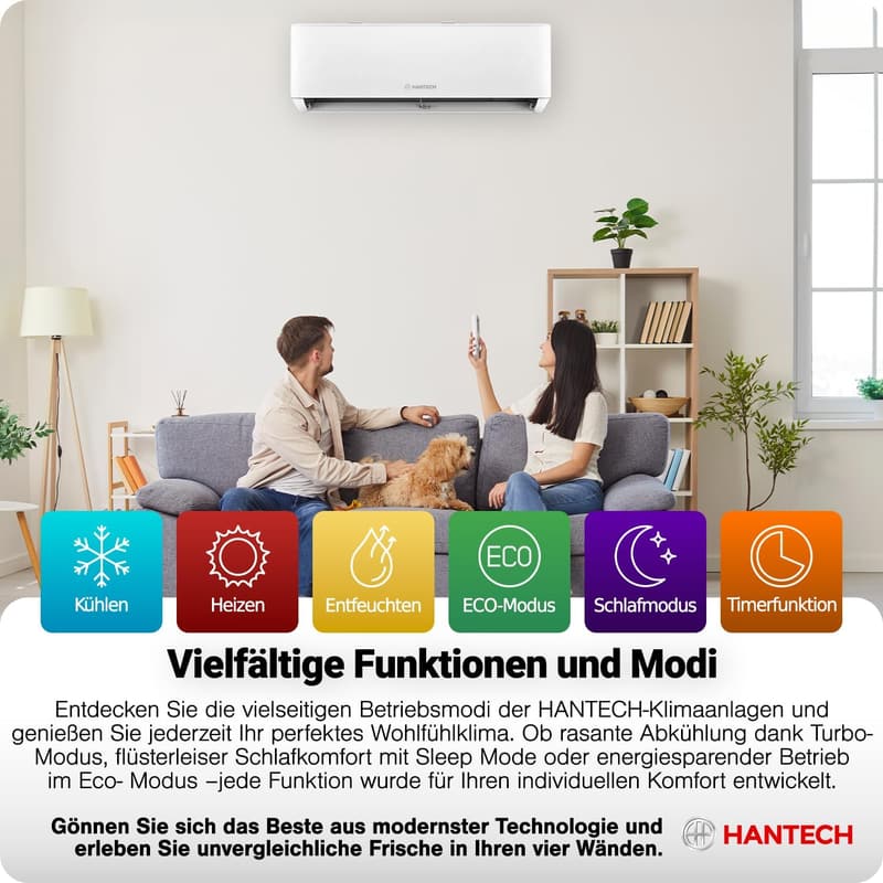 HANTECH H-PRO Split Klimaanlage 12000 BTU mit WIFI und Heizfunktion