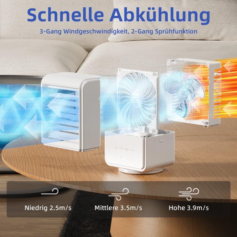 Tragbare Klimaanlage 4-in-1 mit 90° Oszillation für Zuhause