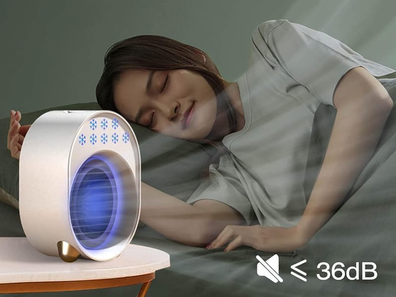 Portabler Luftkühler mit Akku, 4-in-1 Mini Klimaanlage (Weiß)