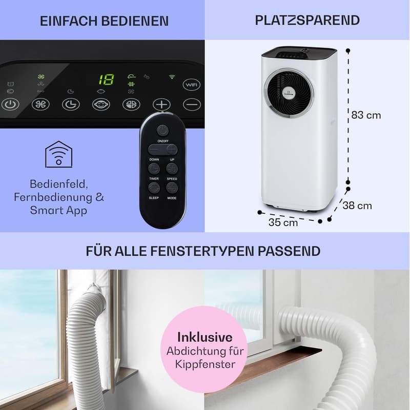 Mobiles Klimagerät Klarstein Eco Smart 11 – 11.500 BTU, 3-in-1, WiFi, leise