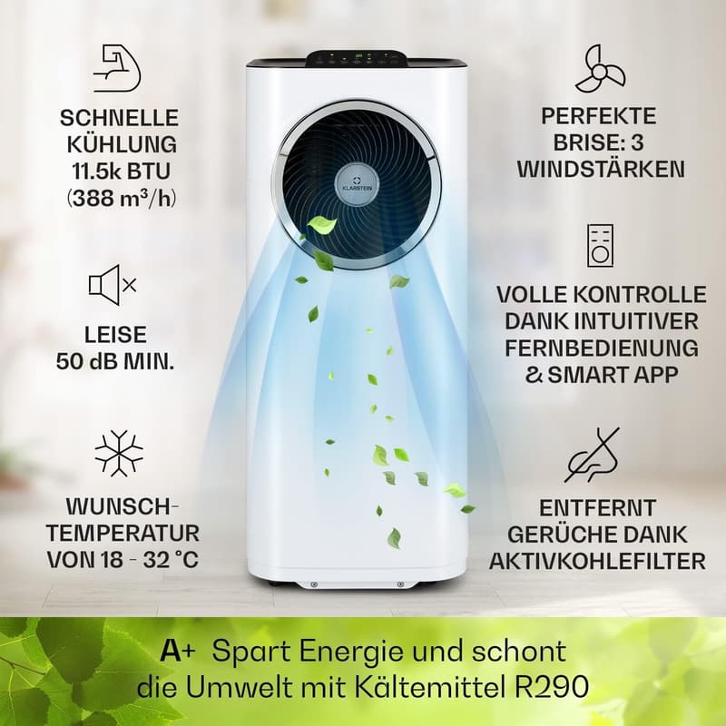 Mobiles Klimagerät Klarstein Eco Smart 11 – 11.500 BTU, 3-in-1, WiFi, leise