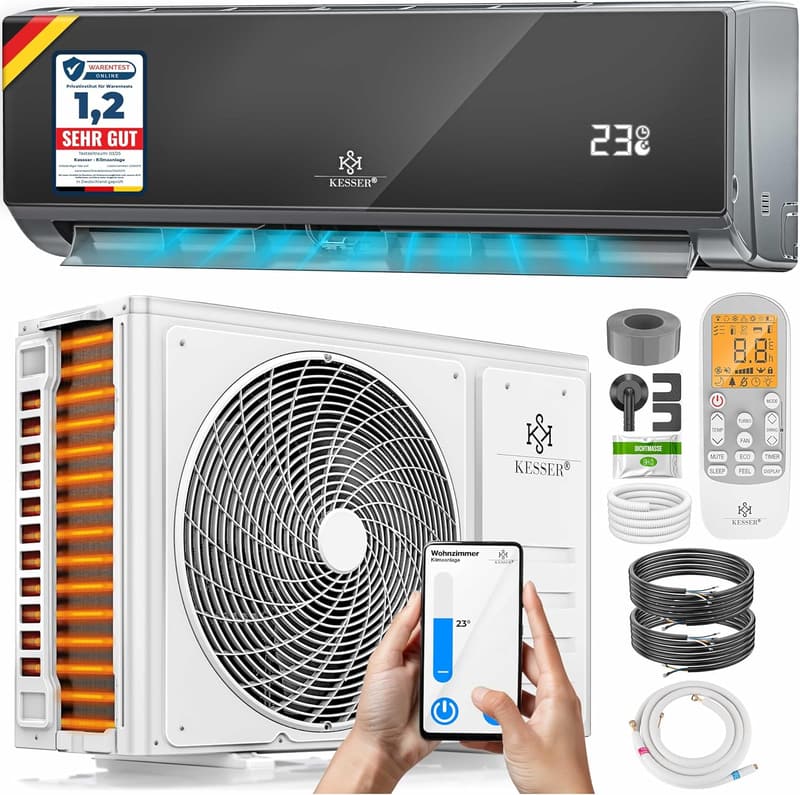 KESSER Split-Klimaanlage 12000 BTU mit WiFi und Montagematerial