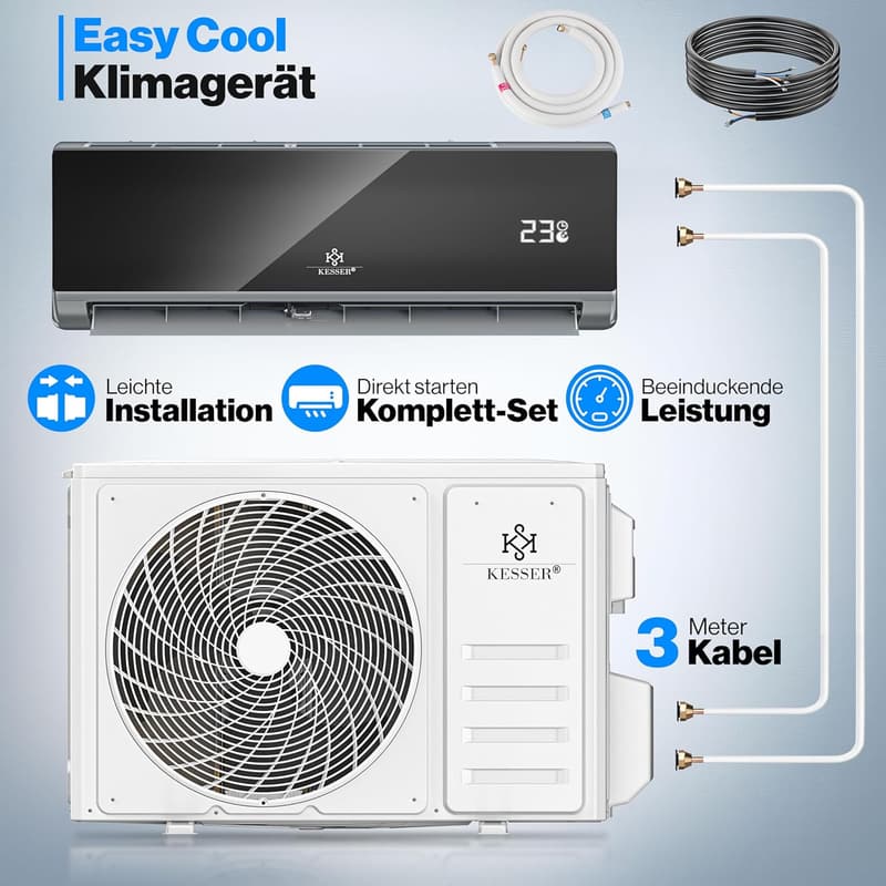 KESSER Split-Klimaanlage 12000 BTU mit WiFi und Montagematerial