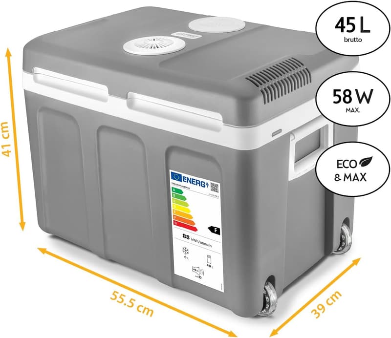 Elektrische Kühlbox 45 Liter für Auto & Haushalt, grau
