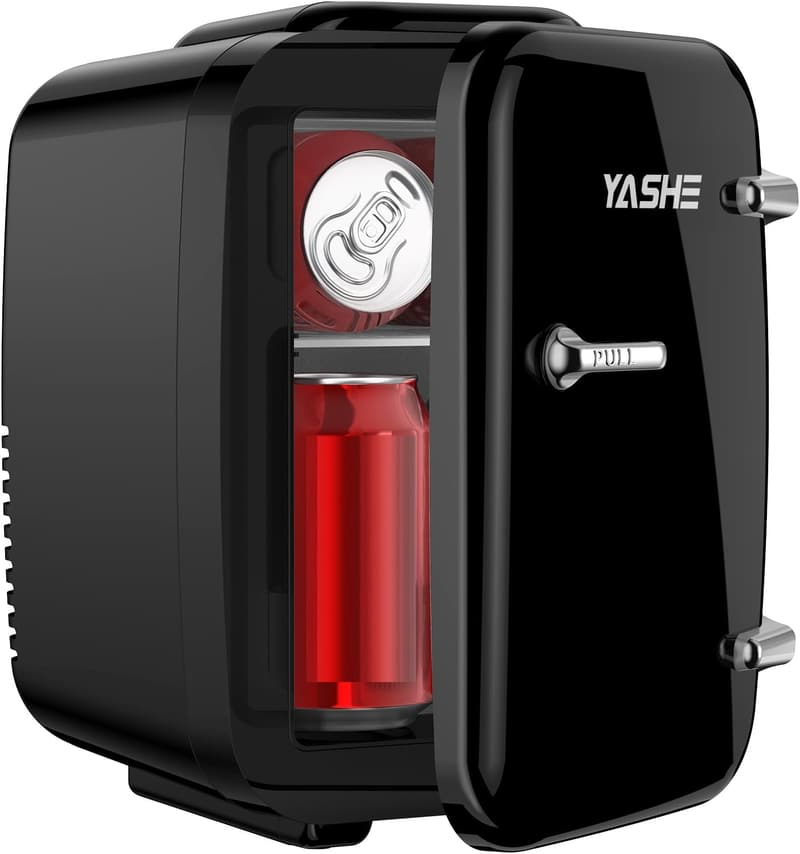 YASHE Mini-Kühlschrank 4L für Kosmetik und Getränke, schwarz