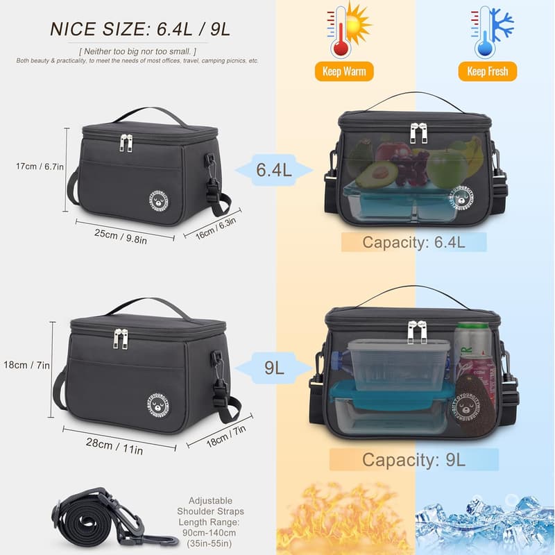 Kleine Kühlbox 6,4L – Faltbare, isolierte Lunchbag für unterwegs