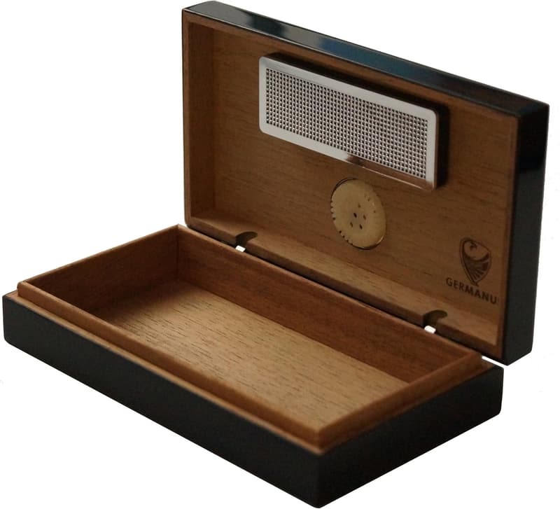 Mini Humidor aus schwarzem Zedernholz mit Humidor Brevier