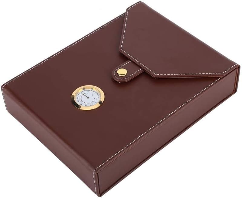 Mini Humidor aus Zedernholz für 10-15 Zigarren, tragbar mit Hygrometer