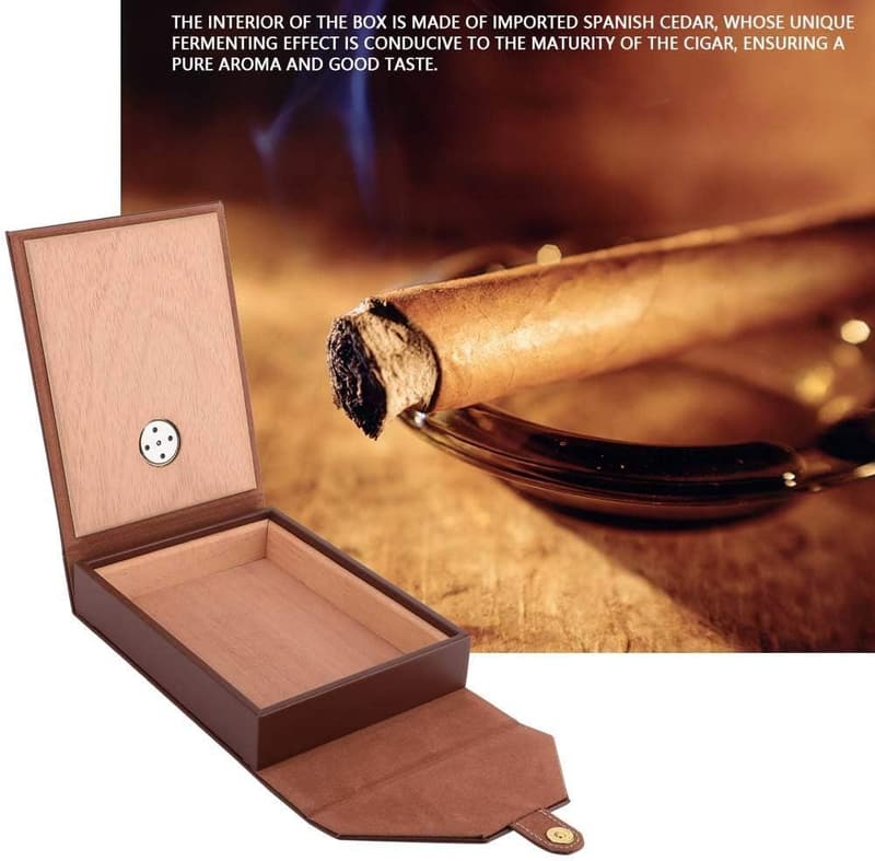 Mini Humidor aus Zedernholz für 10-15 Zigarren, tragbar mit Hygrometer