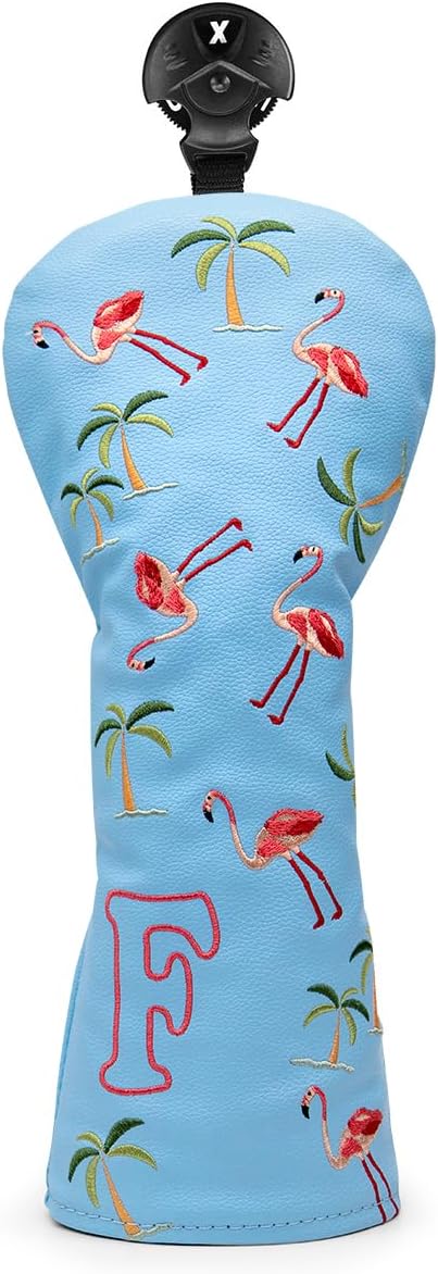 Premium Leder Golf-Schlägerhaube im Flamingo-Design, wasserdicht