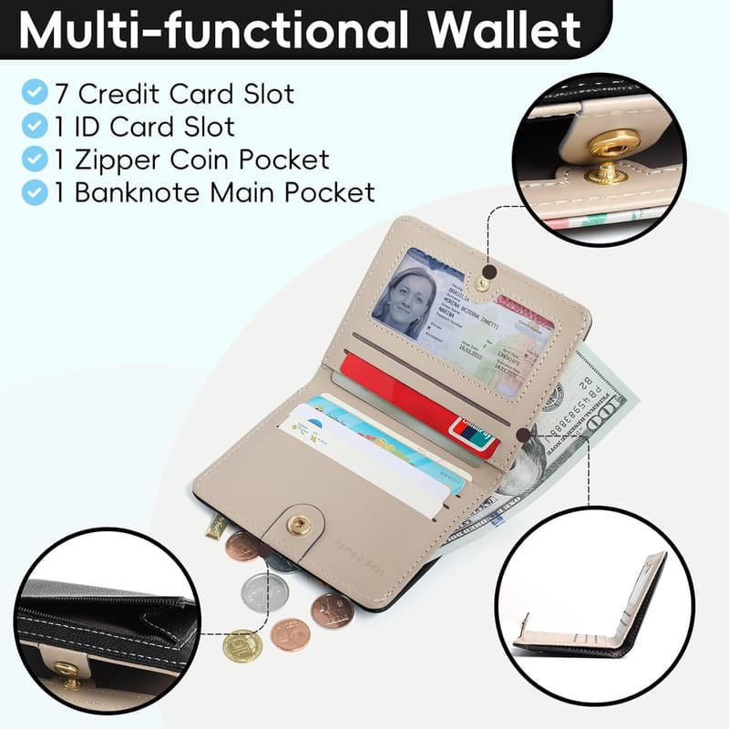 Stilvolles Mini-Portemonnaie für Damen aus PU-Leder mit RFID-Schutz