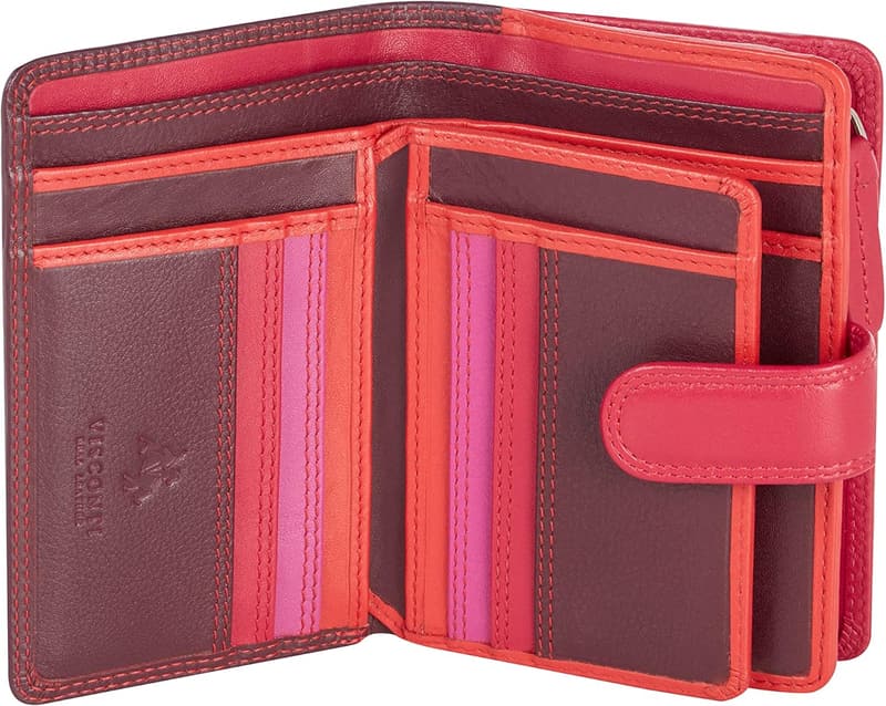 Mehrfarbiger RFID-Schutz Leder Geldbeutel für Damen in Geschenk-Box