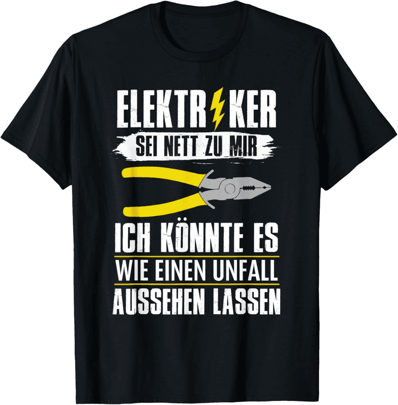Elektriker T-Shirt mit witzigem Unfall-Motiv