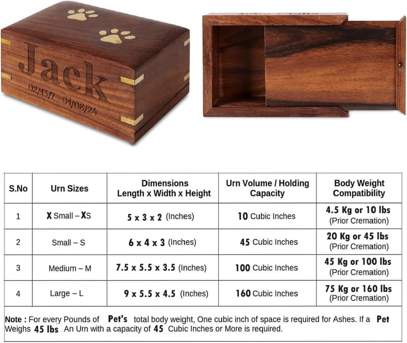 Personalisierte Rosewood Haustierurne für Hundeasche – Gedenkurne X-Small