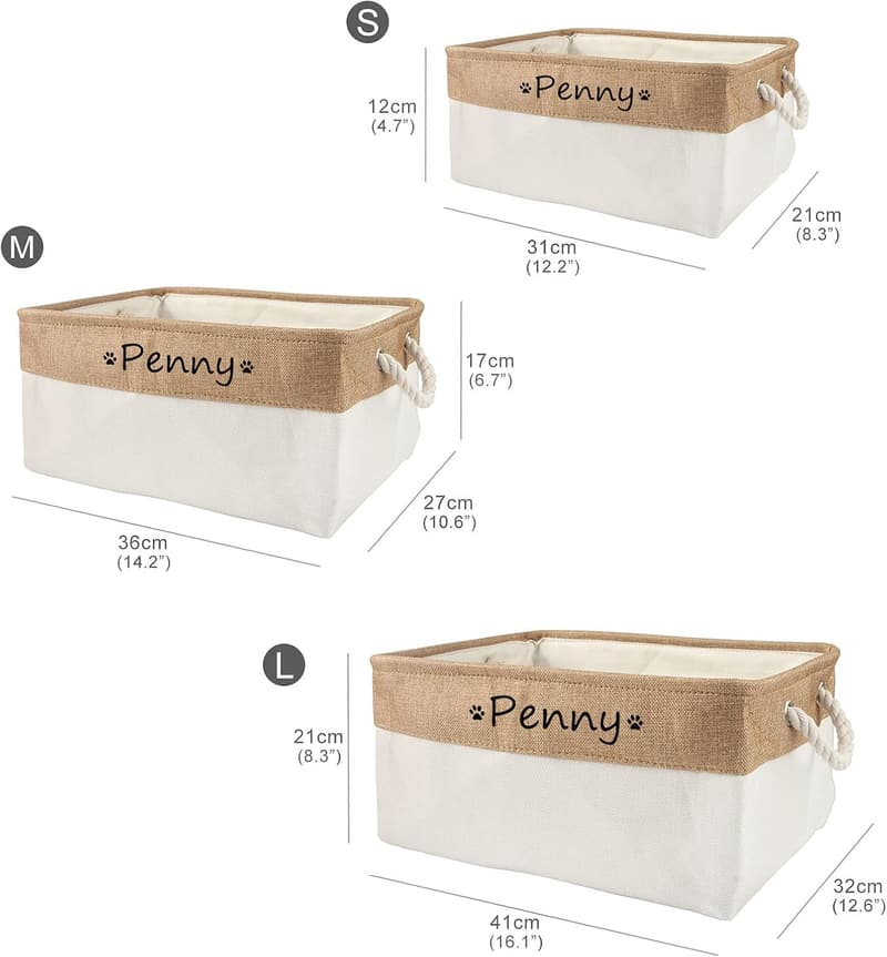 Personalisierter faltbarer Aufbewahrungskorb mit Namen – Beige
