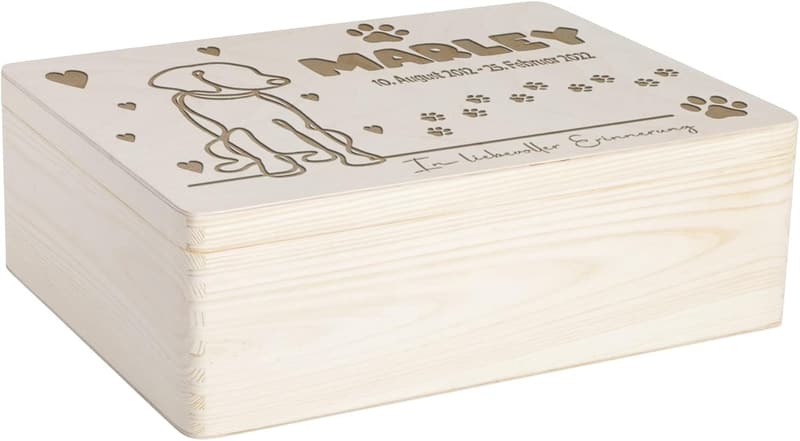 Personalisierte Erinnerungsbox für Hunde - Trauerkiste für verstorbene Tiere