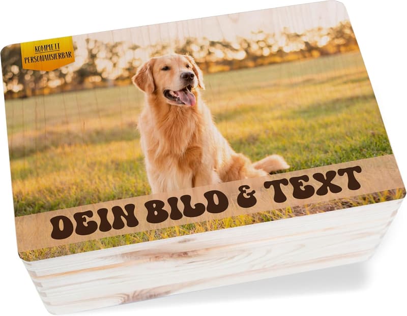 Erinnerungsbox aus Holz für verstorbene Hunde - 30 x 20 x 14 cm
