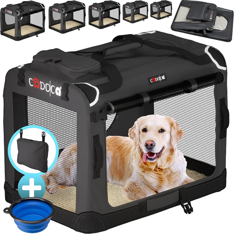 Faltbare Hundetransportbox S – robust, atmungsaktiv, 50x34x36 cm, Anthrazit