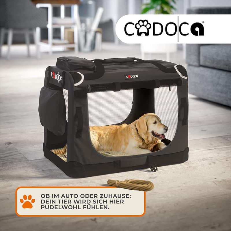 Faltbare Hundetransportbox S – robust, atmungsaktiv, 50x34x36 cm, Anthrazit