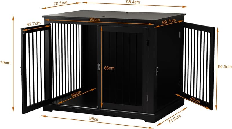Hundebox für große Hunde mit Kissen und Klappdeckel – Schwarz