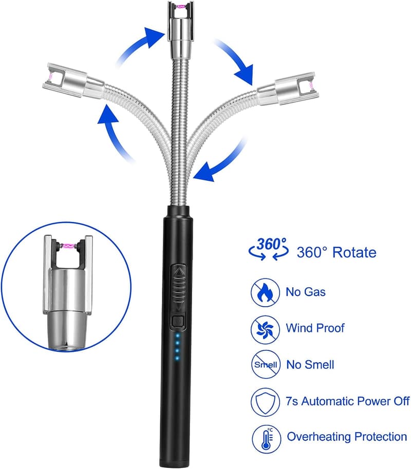 LEBEXY Elektrisches Plasma Feuerzeug mit flexiblem Hals, USB aufladbar