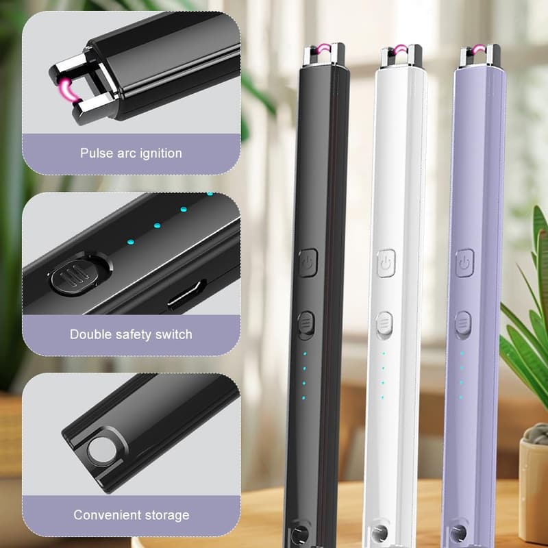 USB Aufladbare Lichtbogen Feuerzeuge im 3er Set – Elektronische Anzünder für Kerzen und Grill