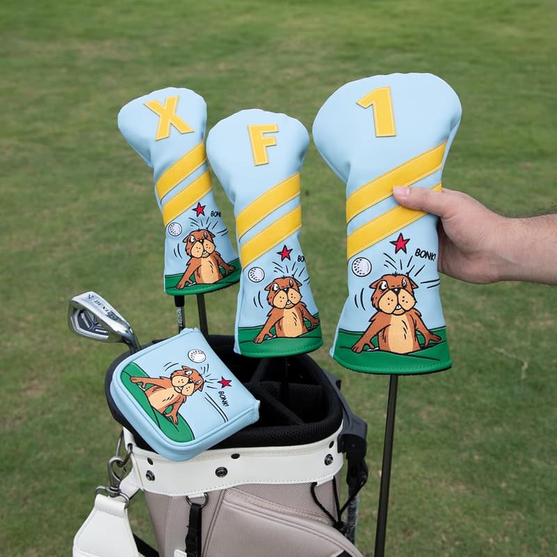 Gopher-Stil Golfschlägerhauben aus Premium-Leder, Set mit Nr. Tags