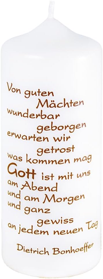 Inspirierende Kerze mit Silberstreifen – 15x6cm (Dietrich Bonhoeffer)