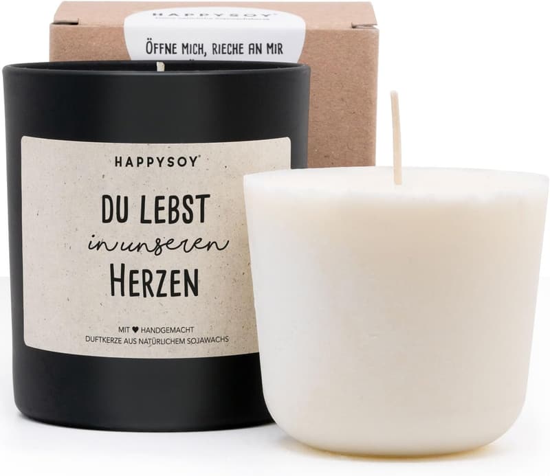 Trauerkerze im Glas - Handgemachte Duftkerze mit Spruch