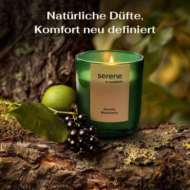 Duftkerze aus natürlichem Wachs mit Bergamotte und grünem Apfel, 200 g, 45 Std. Brenndauer, Geschenk für Frauen