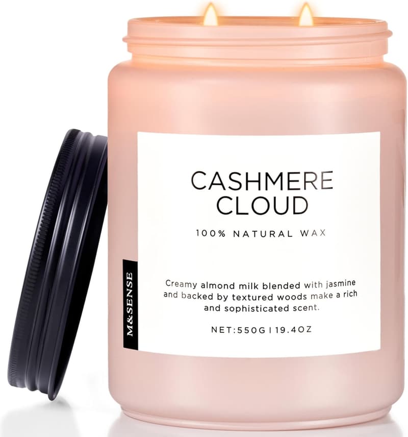 CashmereCloud Duftkerze Milch & Kokosnuss, 550g, 110 Std. Brenndauer