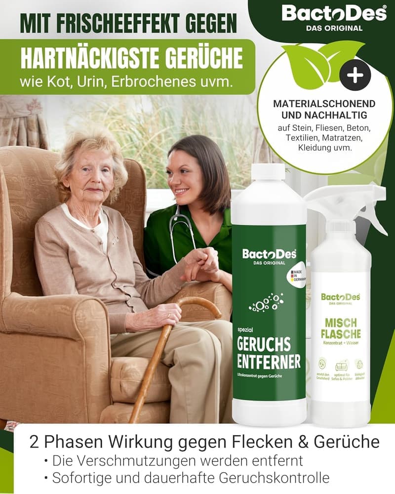 BactoDes 1L Geruchsvernichter für Tiergerüche und Verschmutzungen
