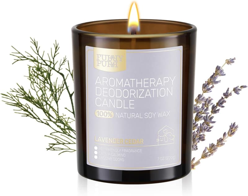 Handgemachte Sojawachs Duftkerze für Haustiere mit Lavendel-Zeder, 200g