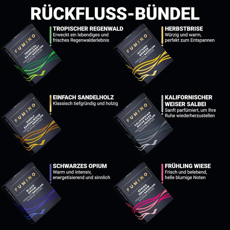 Fumino Rückfluss-Räucherkegel-Set – 90 Kegel für Entspannung und Meditation