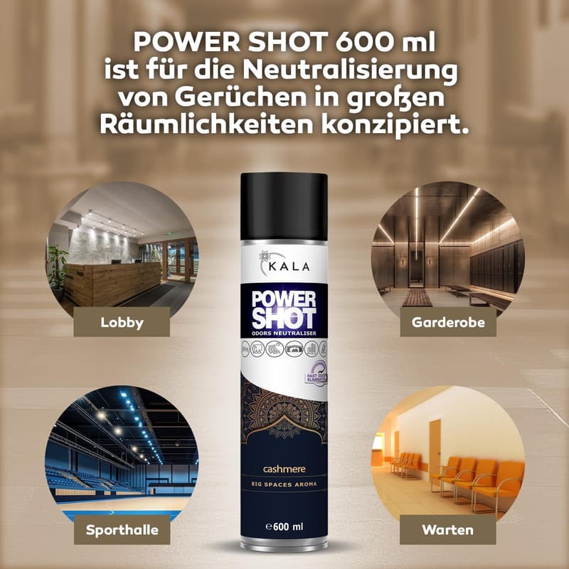 KALA POWER SHOT - Geruchsneutralisierer Cashmere, 600 ml für große Räume bis 200 m³