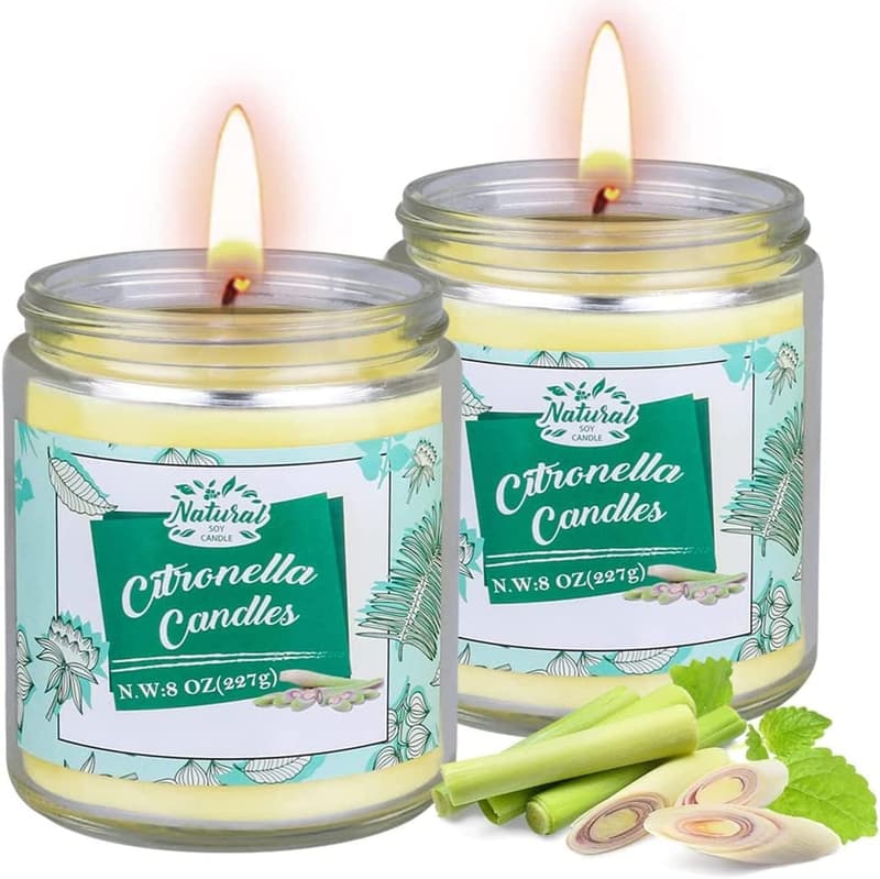 Citronella Kerzen im Glas 2er Set – Sojawachs, 100-120 Std Brenndauer