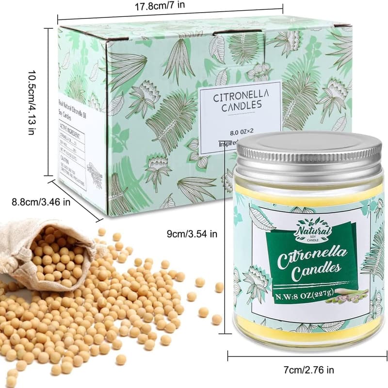 Citronella Kerzen im Glas 2er Set – Sojawachs, 100-120 Std Brenndauer