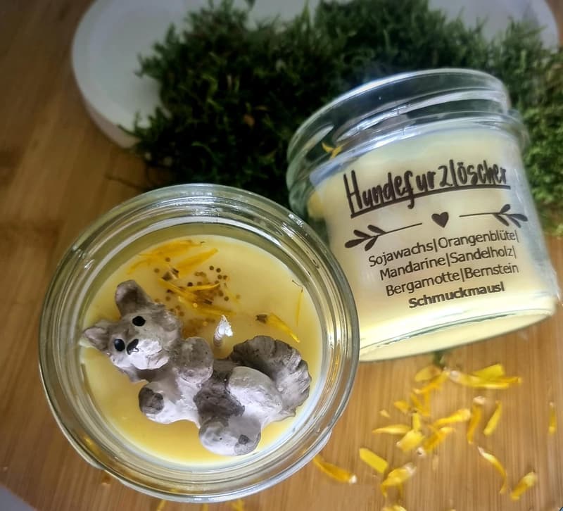 Handgemachte Duftkerze aus 100% Sojawachs - Hundefurzlöscher