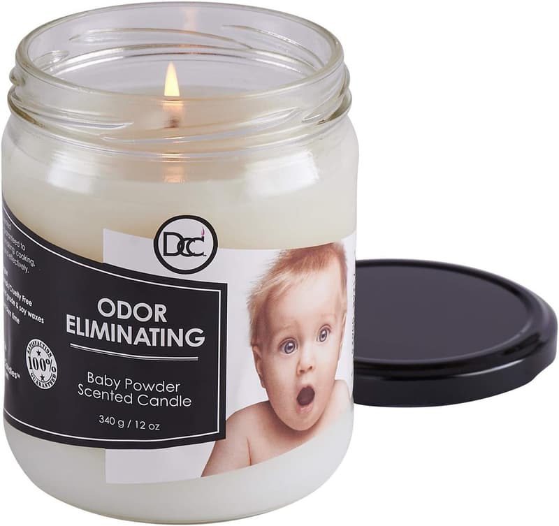 Geruchsbeseitigende Premium-Soja-Kerze (Babypuder) – 80 Std. Brenndauer