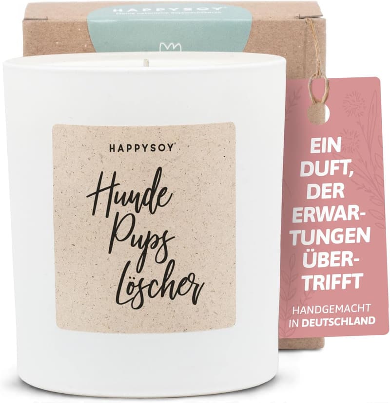 Duftkerze mit Spruch für Hundeliebhaber - Handgemacht aus Sojawachs