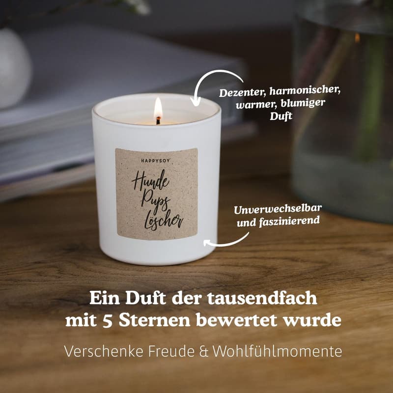 Duftkerze mit Spruch für Hundeliebhaber - Handgemacht aus Sojawachs