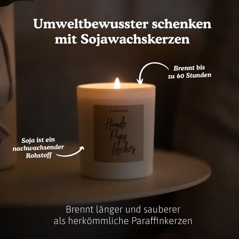Duftkerze mit Spruch für Hundeliebhaber - Handgemacht aus Sojawachs