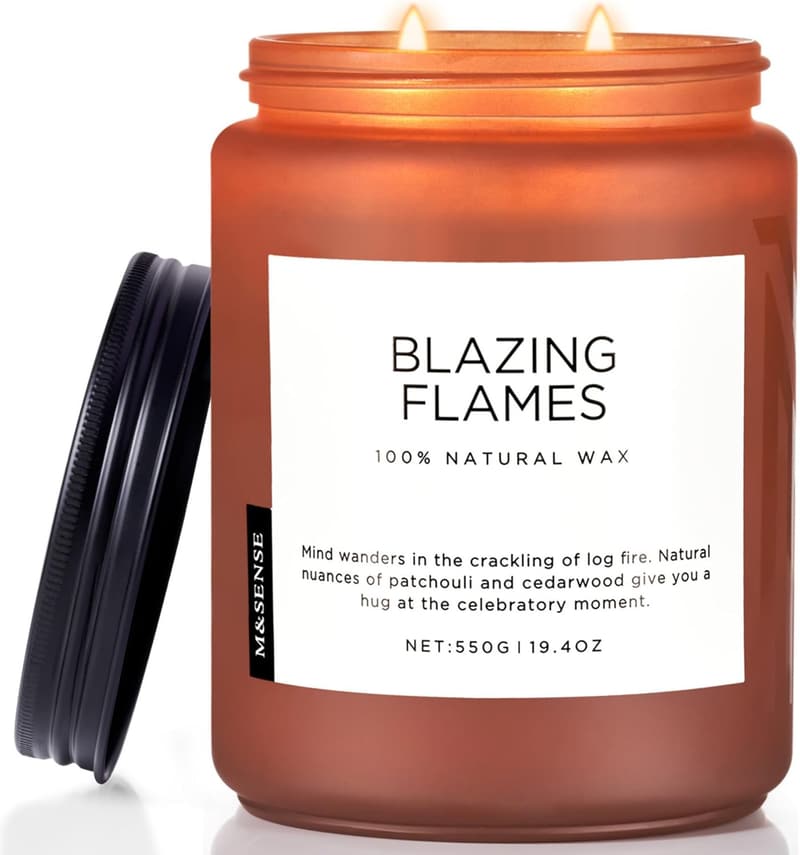 Patchouli-Zedernholz Duftkerze im Glas – Sojakerze 550g, 110 Std. Brenndauer