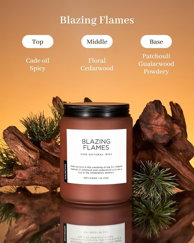Patchouli-Zedernholz Duftkerze im Glas – Sojakerze 550g, 110 Std. Brenndauer