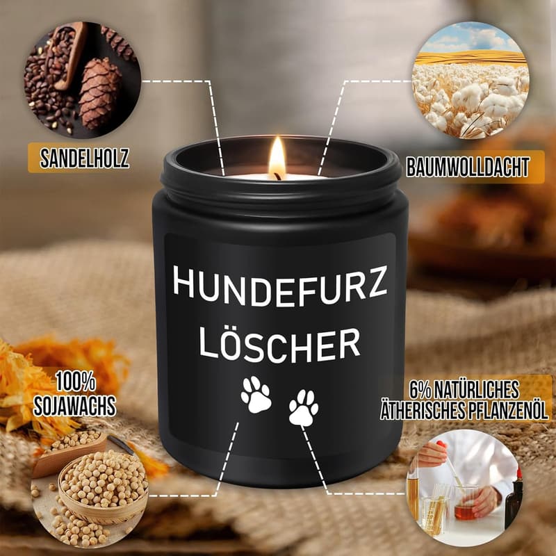 Hundefurz-Löscher Kerze für Hundebesitzer - Schwarz