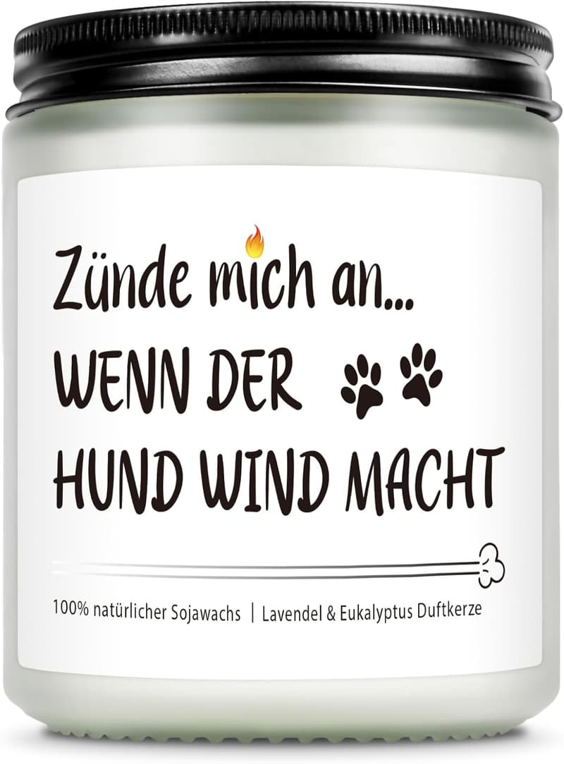 Duftkerze mit Spruch für Hundebesitzerinnen – lustiges Geburtstagsgeschenk