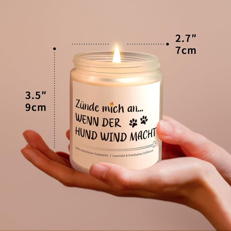 Duftkerze mit Spruch für Hundebesitzerinnen – lustiges Geburtstagsgeschenk
