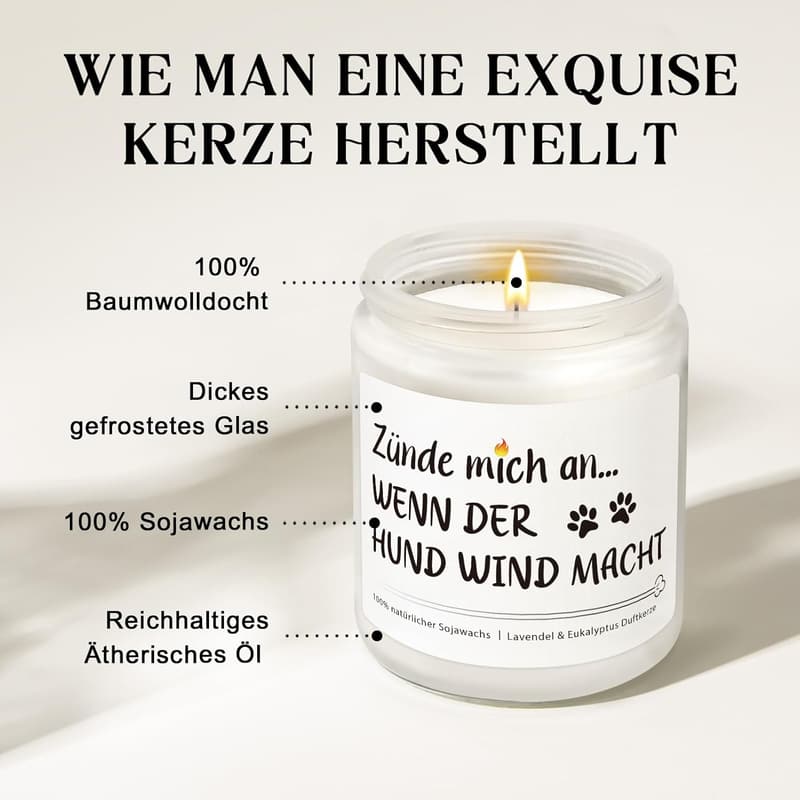 Duftkerze mit Spruch für Hundebesitzerinnen – lustiges Geburtstagsgeschenk