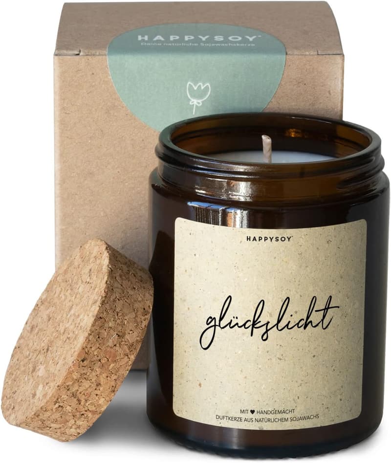 Glückslicht Duftkerze aus Sojawachs - handgemacht, persönliches Geschenk für Mama