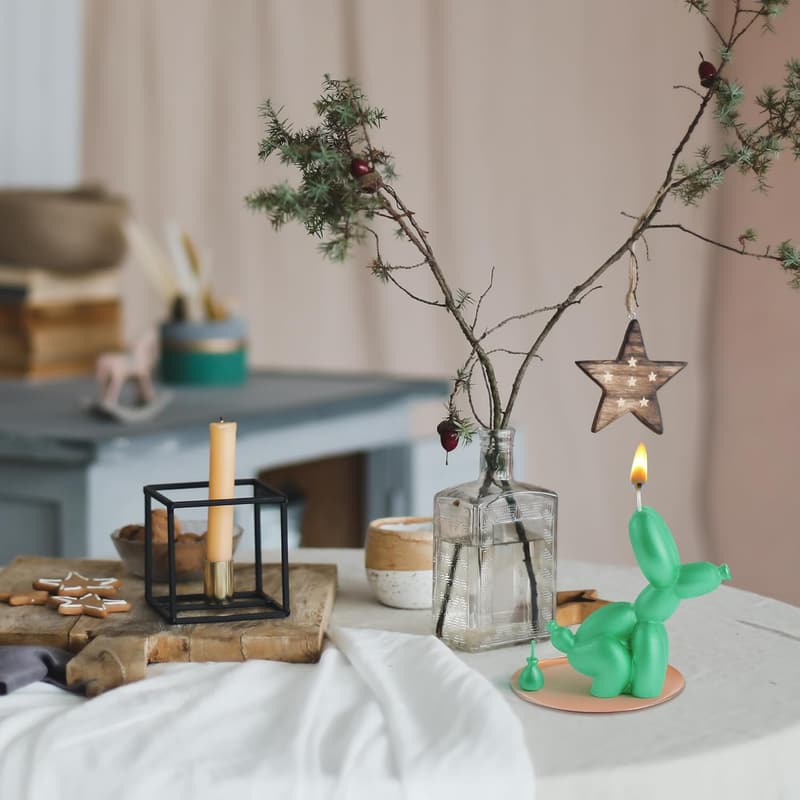 Ballon Hund Duftkerzen Geschenkset aus Sojawachs – 2 Stück Aromatherapie für Entspannung (Grün)